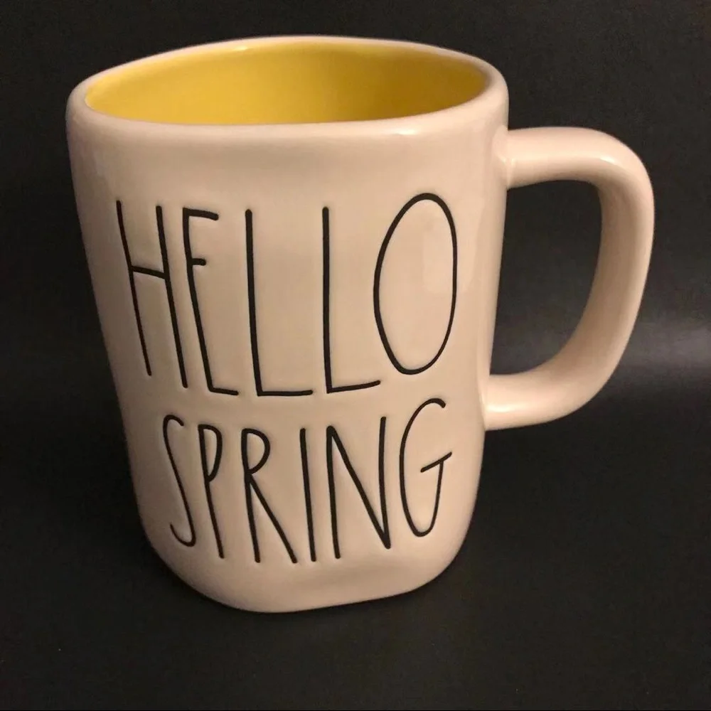 Rae Dunn Hello Spring Mug w/ Yellow Interior